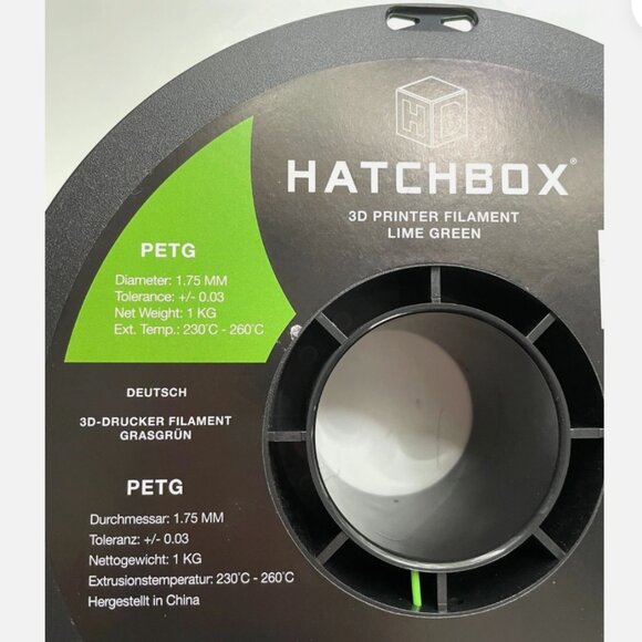 Hatchbox 3D Printer PETG Filament Lime Green 1.75MM - Picture 4 of 5